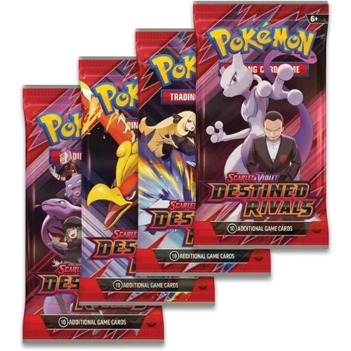 Pokémon trading card game packs with characters on a white background