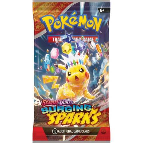 Pokémon trading card game pack with Pikachu on a white background