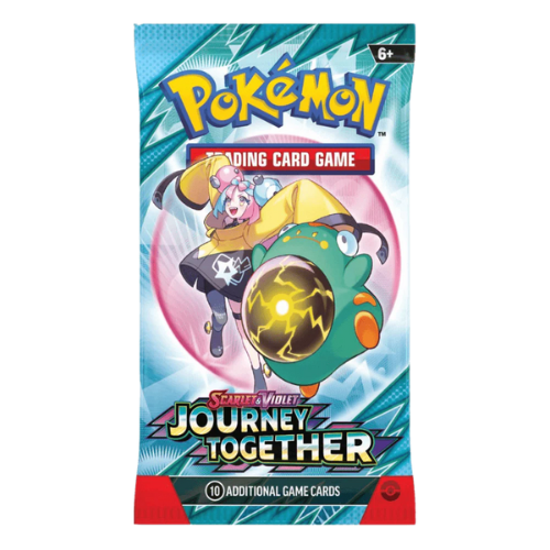 Pokémon Trading Card Game pack with character illustration on a blue and red background