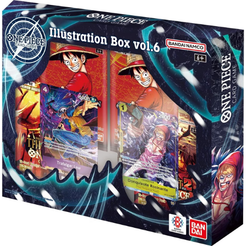One Piece illustration box vol. 6 packaging with character images and branding.