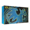 Pokémon trading card game box with a blue and yellow dragon design on a black background
