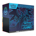 Pokémon trading card game elite trainer box with Mega Evolution Phantasmal Flames design on a white background