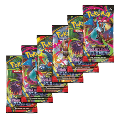Pokémon trading card game packs with colorful designs on a white background