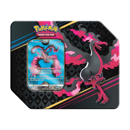 Pokémon trading card with a dragon design on a black and pink decorative card holder.