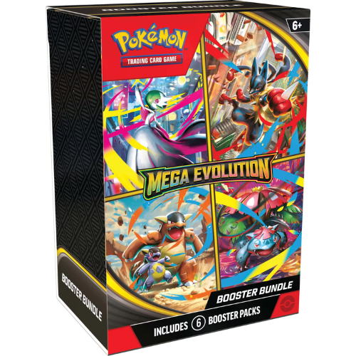 Pokémon Trading Card Game Mega Evolution booster bundle packaging on a white background