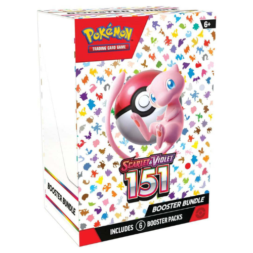 Pokémon trading card game booster bundle box with colorful design and Pokéball graphic.