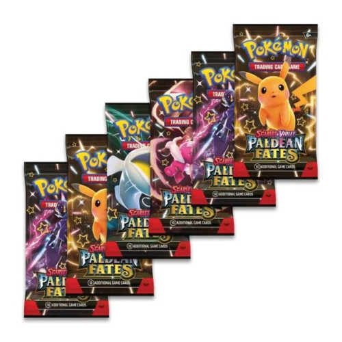 Collection of Pokémon trading card game packs on a white background