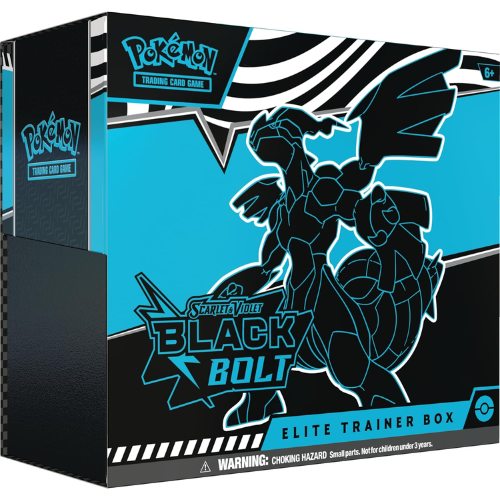 Pokémon Black Bolt Elite Trainer Box packaging with Pokémon logo.