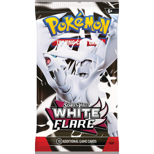 Pokémon trading card game pack featuring White Flare with Pokémon logo.
